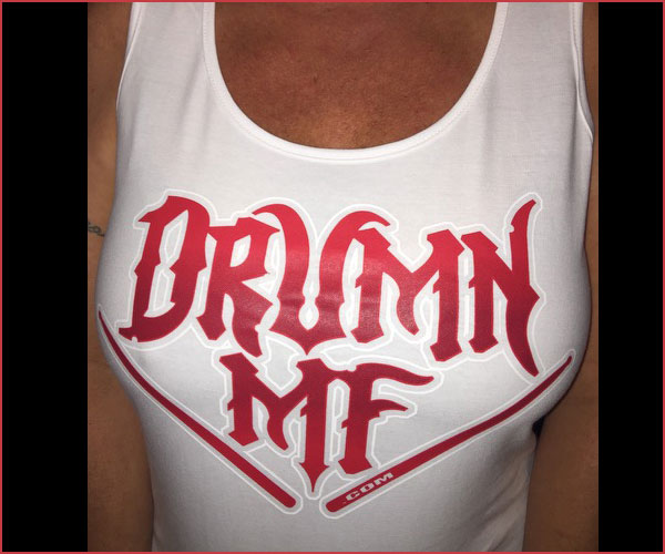 DRUMNMF TANK TOP WOMEN'S WHITE WITH RED LOGO