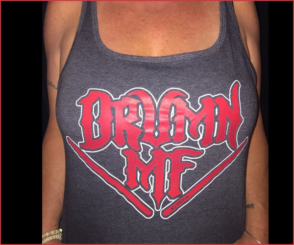 DRUMNMF TANK TOP WOMEN'S CHARCOAL WITH RED LOGO